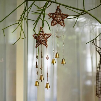 Εξωτερική πόρτα Vine Circle Κουδούνια μάγισσας Wind Chimes Creative Star Moon Μουσική Wind Chime Ρετρό Star Wind Chime Κρεμαστά διακόσμηση