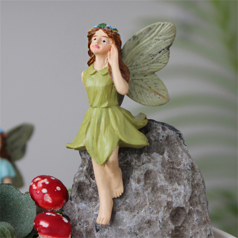 Piecdaļīgs ziedu pasaku dārza spraudņa komplekts, ainavas statuja podos, piecas puķu pasaku māsas mīl viena otru, silts dārzs