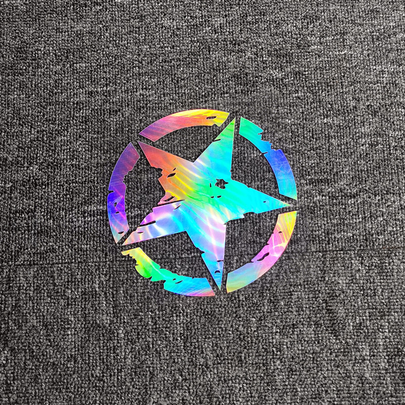 Salauztas piecstaru zvaigznes Auto uzlīmes Kara bojātas atstarojošas dekorācijas motociklu ķiverēm Degvielas tvertnes vāciņš Bagāžnieka buferis D9