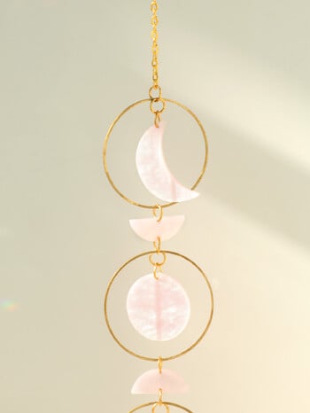 Pink Moon Phase Crystal Suncatcher Κρεμαστό Prism Ball Garden Sun Catcher βιτρό Rainbow Maker Light Catcher Εξωτερική διακόσμηση