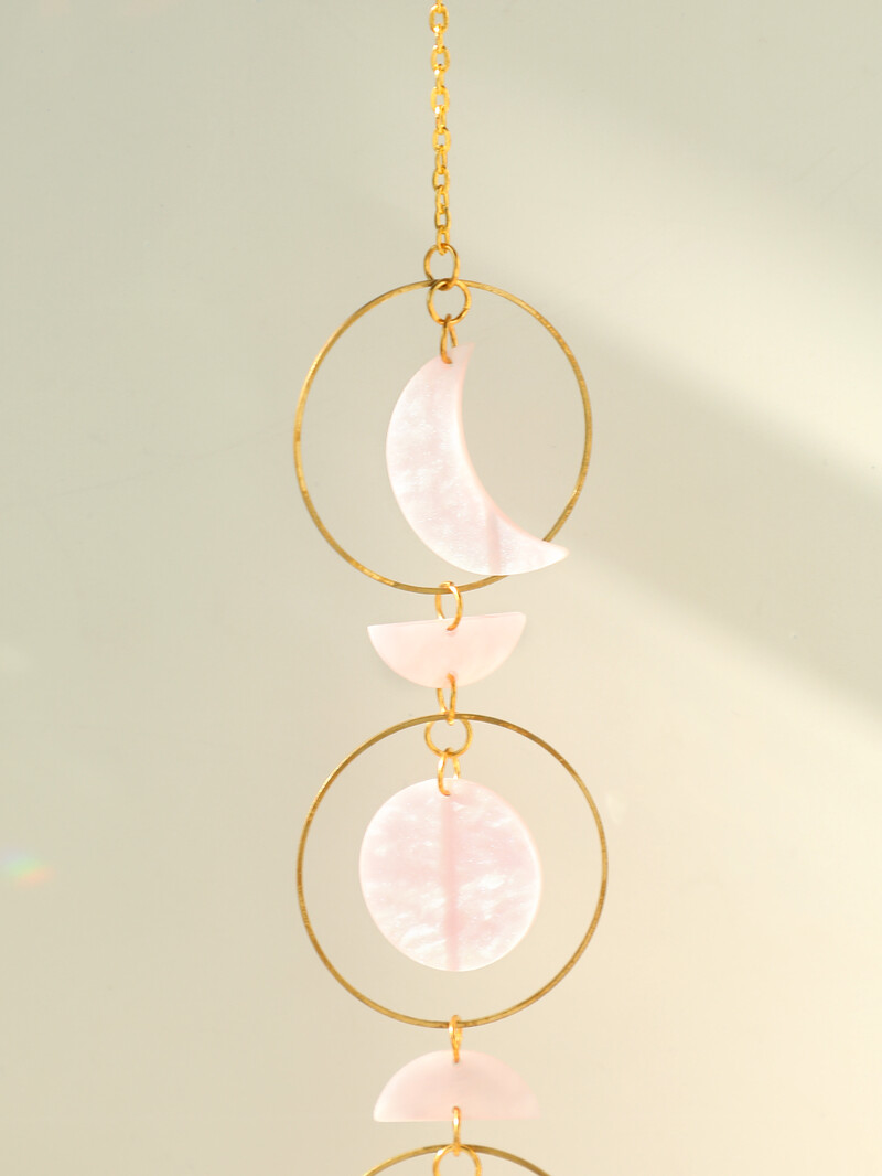 Pink Moon Phase Crystal Suncatcher Viseća prizma Lopta Vrtni hvatač sunca Vitraji Rainbow Maker Light Catcher Vanjski dekor