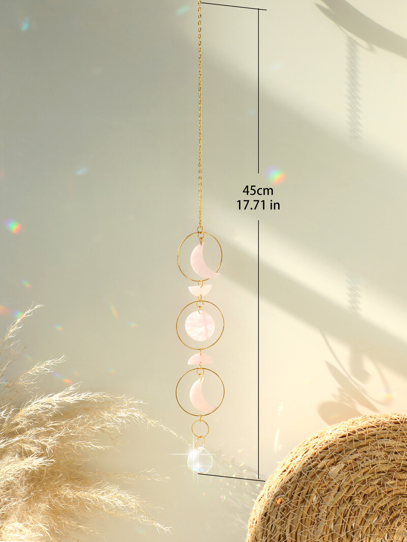 Pink Moon Phase Crystal Suncatcher Viseća prizma Lopta Vrtni hvatač sunca Vitraji Rainbow Maker Light Catcher Vanjski dekor