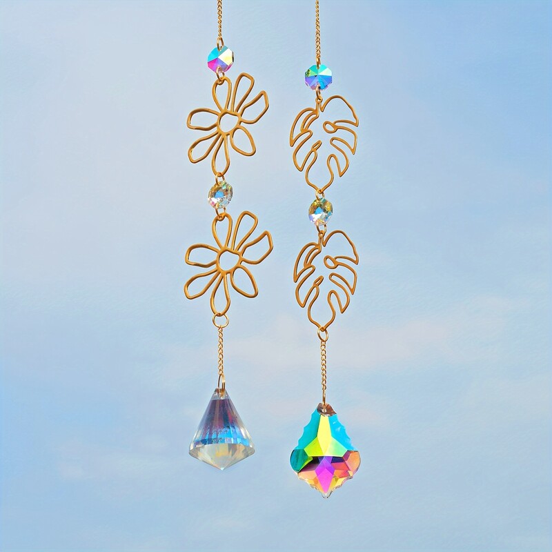 1kom kristalni privjesak hvatač sunca šuplji geometrijski oblikovan ukrasni viseći hvatač sunca u obliku lista viseći ukrasi