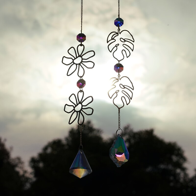 1kom kristalni privjesak hvatač sunca šuplji geometrijski oblikovan ukrasni viseći hvatač sunca u obliku lista viseći ukrasi