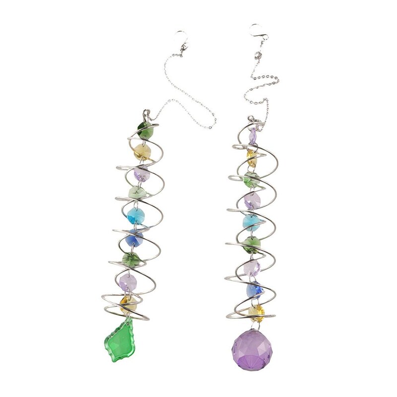 Dvostruki spiralni rep Wind Spinner Viseći 3D Suncatcher Kristalna kugla Šareni viseći ukras Rainbow Catcher Vanjski