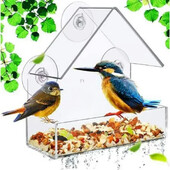 Outdoor Window Birdfeeder Caurspīdīgs barības dozators Populārs putnu barotājs žubītēm ar ūdens funkciju