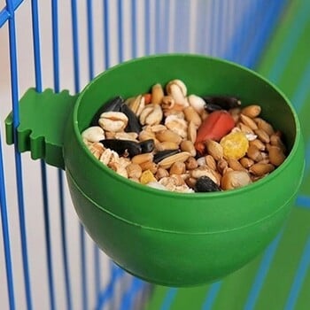 3 τεμ/Σετ Πράσινο Πλαστικό Parrot Mini Food Water Bowl Feeder Plastic Birds Pigeons Cage Sand Cup Feeding Tool