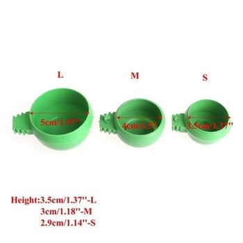 3 τεμ/Σετ Πράσινο Πλαστικό Parrot Mini Food Water Bowl Feeder Plastic Birds Pigeons Cage Sand Cup Feeding Tool