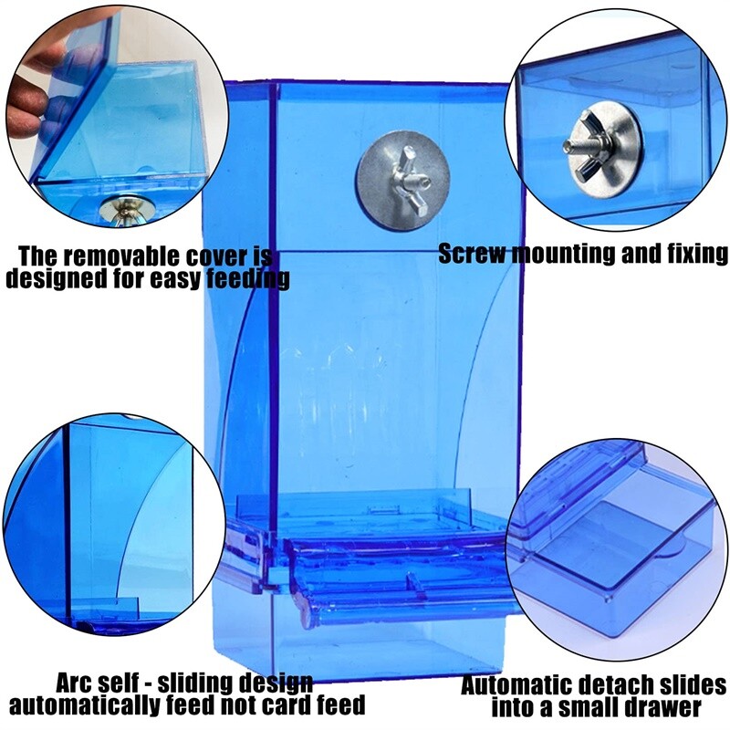 Hranilica za ptice Automatska hranilica za papige Posuda za piće od akrilnih sjemenki Dodaci za male i srednje kaveze za papige