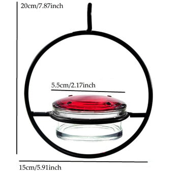 Κρεμαστός τροφοδότης κολιμπρί Προσέλκυσης πουλιών Υπαίθριος τροφοδότης κολιμπρί με κόκκινο γυάλινο μπολ για εξωτερική βεράντα στον κήπο στην πίσω αυλή