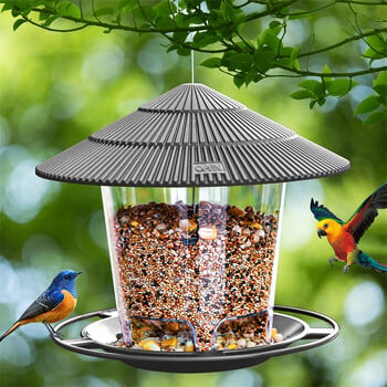 Bird Feeders Outdoors Hanging Squirrel Proof Easy Clean and Fill Ρυθμιζόμενος τροφοδότης Δοχείο πολλαπλών οπών Δοχείο τροφίμων