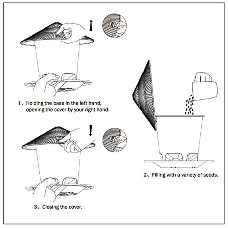 Hranilice za ptice Vanjske viseće Otporne na vjeverice Lako čišćenje i punjenje Podesiva hranilica s više rupa Dozator Držač Posuda za hranu