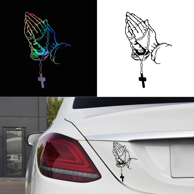 Naljepnice za unutrašnjost automobila U boji automobila molitvena gesta laserske naljepnice Bog Isus Krist Modni stil karoserije automobila ukrasne naljepnice