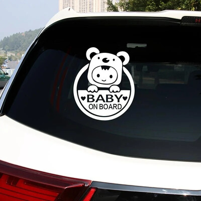 Baby On Board Sign Стикер за стикер на прозореца на автомобила и бронята Светлоотразителни стикери за кола Сладки анимационни стикери Автомобилни аксесоари