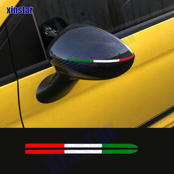 Италия Италианска кола Rearveiw Mirror Flag Sticker Decal Stripes For Fiat 595 Abarth 500 Punto Tipo Auto Accessories