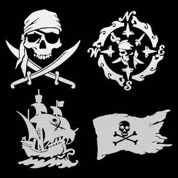 22031# Pirate Decals 4 Pack Skull and Swords, Pirate Ship, Pirate Compass Αυτοκόλλητο αυτοκινήτου Αδιάβροχο αξεσουάρ αυτοκινήτου βινυλίου