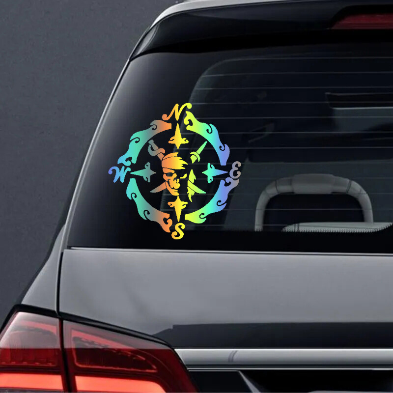 22031# Piratske naljepnice 4 pakiranja Lubanja i mačevi, Gusarski brod, Gusarski kompas Naljepnica za automobil Vodootporni vinilni dodatak za automobil