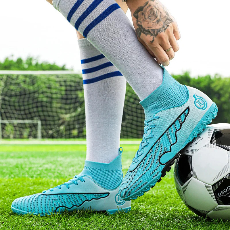 Professionaalsed Unisex jalgpallijalatsid naelad, pikad naelad pahkluu jalgpallisaapad välijalgpallijalatsid, EU suurus 33-46 jalgpallijalatsid