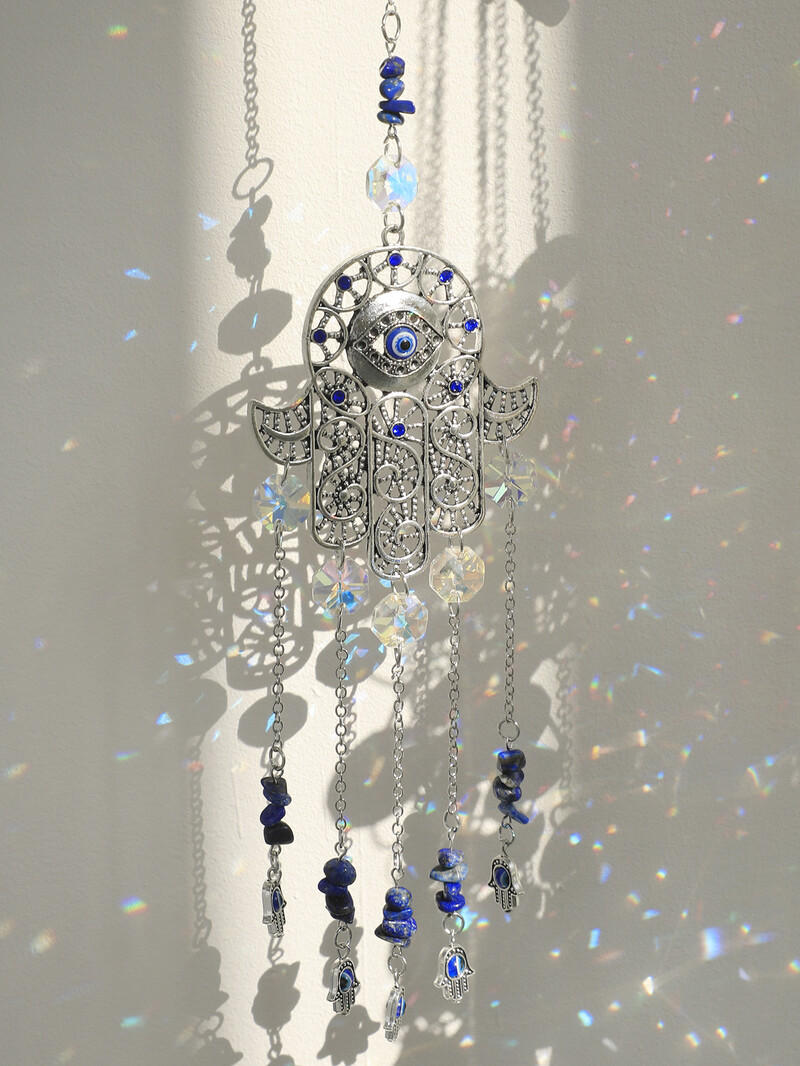 Kabantys kristalai Saulės gaudyklė pikta akis Hamsa rankinė vaivorykštės formuotoja čakra vitražas šviesos gaudyklė prizmė namų sodo apdaila