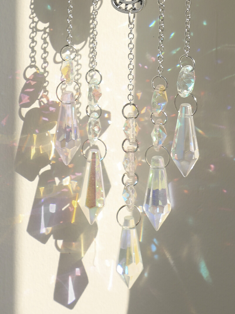 Kabantys kristalai Saulės gaudyklė pikta akis Hamsa rankinė vaivorykštės formuotoja čakra vitražas šviesos gaudyklė prizmė namų sodo apdaila