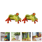 2 gab. Miniatūrs, tīrs vardes ornaments, āra galda dekors ar sveķiem darbvirsmas dekors