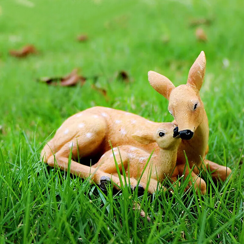 1 gab. Brieža statujas figūriņas pagalma statujas dārza rotājumi iekštelpu un āra pagalma dzīvnieku dekorēšanai Mini dzeltenbrūna Personība Maza