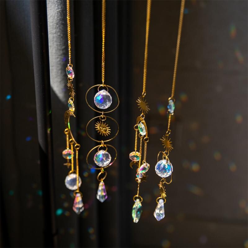 Lauko apšvietimo krištolinis pakabukas, vėjo varpelis, gražus mados prizmės rutulio dekoras