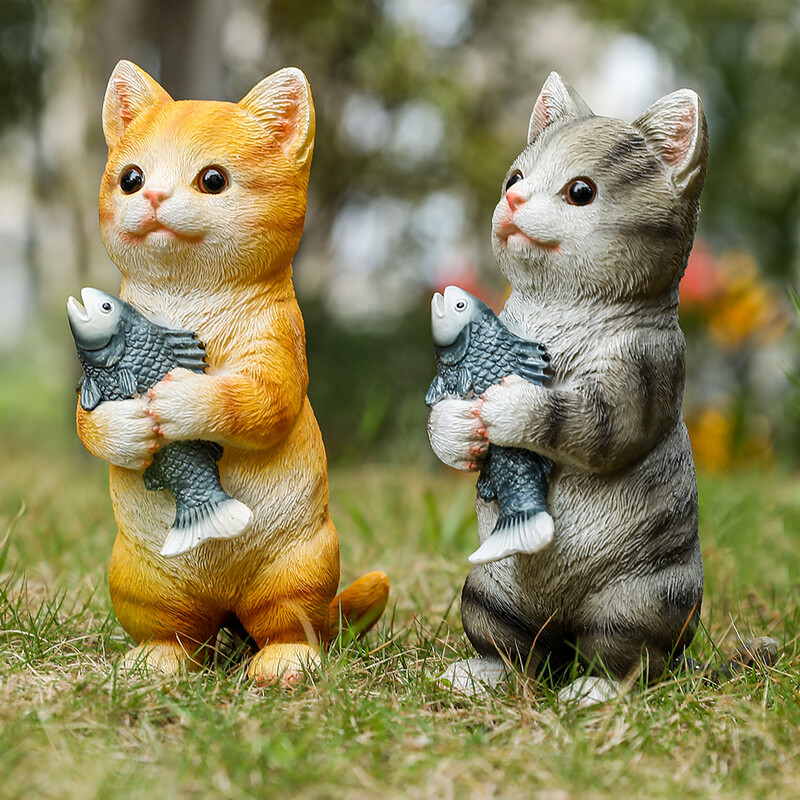 Figurice mačaka Vanjski vrtni kipovi za terasu, dekoracija travnjaka, narančasta mačka skulptura i figurice Pokloni mačića za ljubitelje mačaka