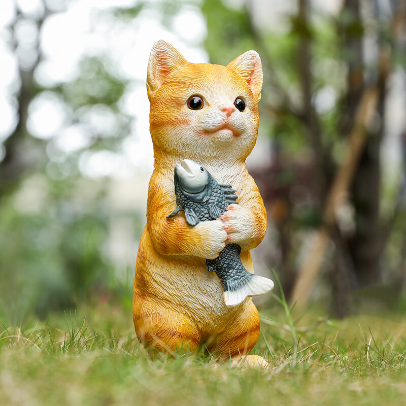 Figurice mačaka Vanjski vrtni kipovi za terasu, dekoracija travnjaka, narančasta mačka skulptura i figurice Pokloni mačića za ljubitelje mačaka
