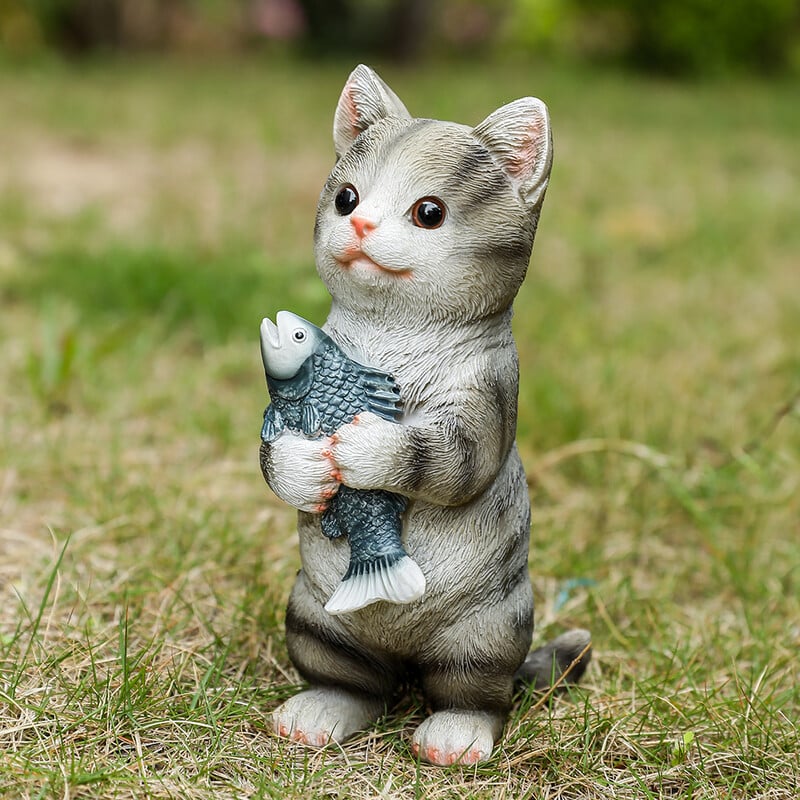 Figurice mačaka Vanjski vrtni kipovi za terasu, dekoracija travnjaka, narančasta mačka skulptura i figurice Pokloni mačića za ljubitelje mačaka