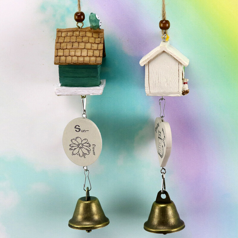 Ρητίνη κινουμένων σχεδίων Wind Chime Στολίδι Κλουβί πουλιών Διακόσμηση σπιτιού Κήπος Αυλή Χαριτωμένο σπίτι πουλιών Κρεμαστό κουδούνι Κρεμαστό δώρο χειροτεχνίας