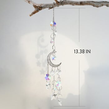 Silver Moon Suncatcher Star κρεμαστό πρίσμα βιτρό Suncatcher Rainbow Maker Wind Chimes Διακόσμηση κήπου Στολίδια γάμου