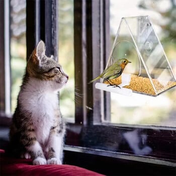 Bird Feeder Ακρυλικό Διαφανές Παράθυρο Προβολή Ταΐστρες Πουλιών Δίσκος Birdhouse Travel Φορητός κρεμαστός εξωτερικός και εσωτερικός τροφοδότης