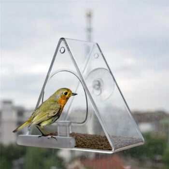 Bird Feeder Ακρυλικό Διαφανές Παράθυρο Προβολή Ταΐστρες Πουλιών Δίσκος Birdhouse Travel Φορητός κρεμαστός εξωτερικός και εσωτερικός τροφοδότης