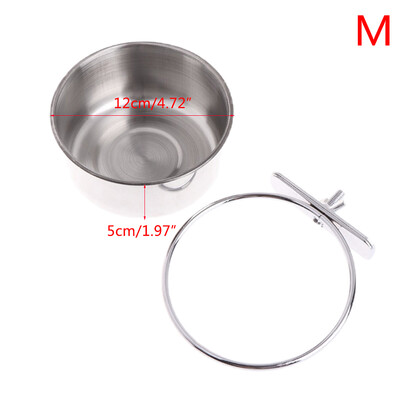 Papagaiļu barošanas krūzes Putnu barošanas trauks Noņemami nerūsējošā tērauda pārtikas trauki ar skavu turētāju būrim maziem dzīvniekiem