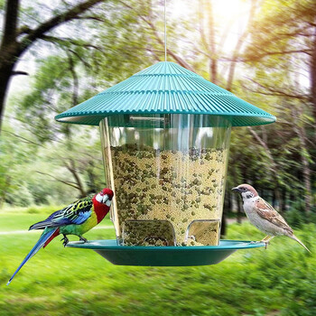 Bird Feeder Αυτόματο Κρεμαστό Εξωτερικό Κιόσκι Κήπου Δοχείο τροφοδοσίας άγριων πουλιών με σχοινί διακόσμηση σπιτιού Προμήθειες για κατοικίδια