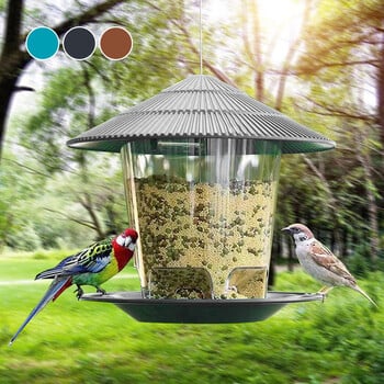 Bird Feeder Αυτόματο Κρεμαστό Εξωτερικό Κιόσκι Κήπου Δοχείο τροφοδοσίας άγριων πουλιών με σχοινί διακόσμηση σπιτιού Προμήθειες για κατοικίδια