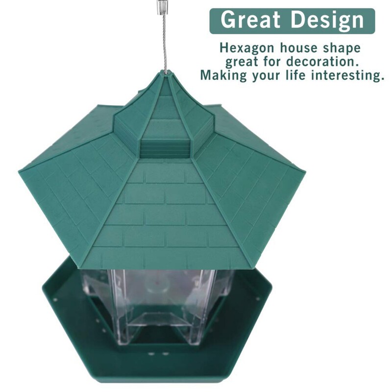 1 gab. Savvaļas putnu barotavas piekārts sešstūra jumta paviljons Pusautomātiskā putnu barotava dārza pagalma ārējā apdare