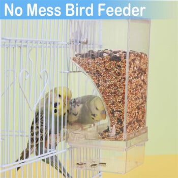 No Mess Bird Feeders Automatic Parrot Feeder Drinker Ακρυλικό δοχείο τροφής για σπόρους Αξεσουάρ κλουβιού για μικρούς και μεσαίους παπαγάλους