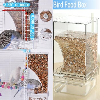 No Mess Bird Feeders Automatic Parrot Feeder Drinker Ακρυλικό δοχείο τροφής για σπόρους Αξεσουάρ κλουβιού για μικρούς και μεσαίους παπαγάλους