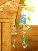 2 vnt. Evil Eye Mėnulio krištolinis saulės gaudytojas kabantys papuošalai sodo saulės gaudyklės lango vėjo varpeliai šviesos gaudyklė lauko dekorai Dovana