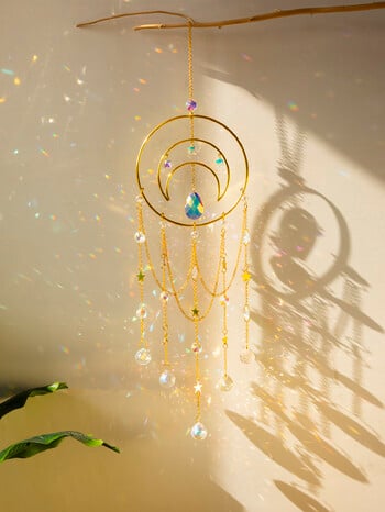 Suncatcher Crystal Moon Hanging Βιτρώ Κρυστάλλινο Πρίσμα Boho Διακόσμηση σπιτιού Πολυέλαιος Κρυστάλλινος Διακόσμηση κήπου εξωτερικού χώρου