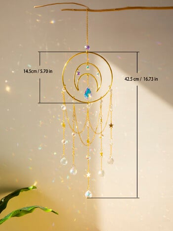 Suncatcher Crystal Moon Hanging Βιτρώ Κρυστάλλινο Πρίσμα Boho Διακόσμηση σπιτιού Πολυέλαιος Κρυστάλλινος Διακόσμηση κήπου εξωτερικού χώρου