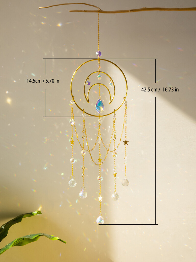 Suncatcher Crystal Moon Kabantis vitražas Crystal Prism Boho Namų apdaila Sietynas Krištolinis Sodo dekoravimas Lauke