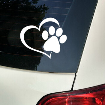 Стикер за кола Винил 14.1*12.4cm Love The Dog Paw Print Funny Sticker Decal Reflective Laser Motorcycle Car Styling 3D Stickers