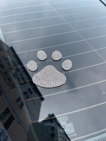 Стикер за кола Винил 14.1*12.4cm Love The Dog Paw Print Funny Sticker Decal Reflective Laser Motorcycle Car Styling 3D Stickers