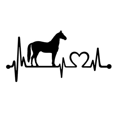 24x12cm Horse Heartbeat Lifeline Vinila uzlīme Automašīnas Ūdensnecaurlaidīga Auto Decors Uz Automašīnas Virsbūves bufera Aizmugurējā Loga Klēpjdatora #S60371