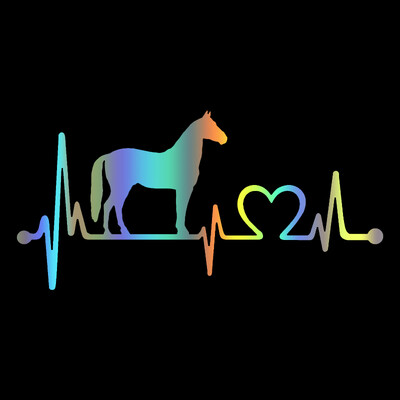 24x12cm Horse Heartbeat Lifeline Vinila uzlīme Automašīnas Ūdensnecaurlaidīga Auto Decors Uz Automašīnas Virsbūves bufera Aizmugurējā Loga Klēpjdatora #S60371