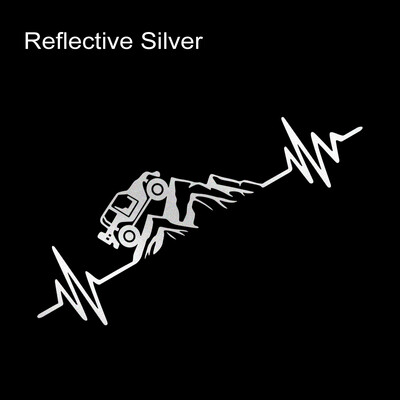 Reflecitve Heartbeat Off Road Mountain Climb Graphics Auto uzlīme Vinila Decor Decal 4x4 Truck Auto Vējstikla bufera apdare