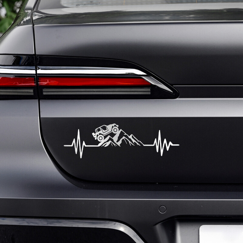 Reflecitve Heartbeat Off Road Mountain Climb Graphics Auto uzlīme Vinila Decor Decal 4x4 Truck Auto Vējstikla bufera apdare